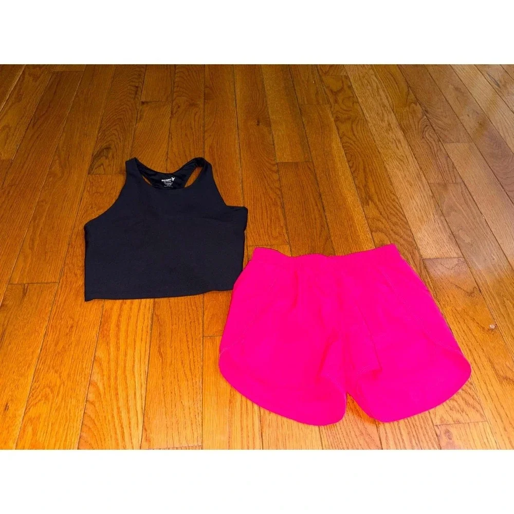 Old Navy Powersoft Tank and All In Motion Shorts Girls Athletic Set L 10-12 M 8